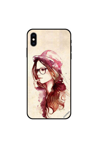 Covernex غطاء حماية لهاتف iPhone XS MAX بتصميم فتاة لطيفة ترتدي قبعة وزجاج