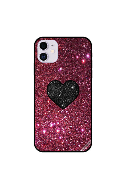 Covernex غطاء حماية لجهاز iPhone 11 بتصميم قلب أسود مع لمعان أحمر