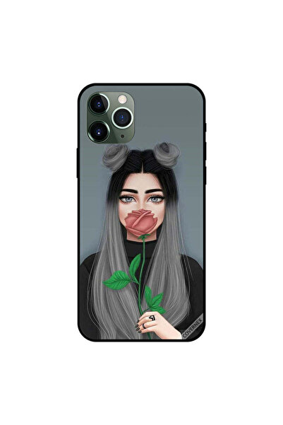 Covernex غطاء حماية لهاتف iPhone 11 Pro Max بفتاة لطيفة تخفي فمها على شكل ورد...