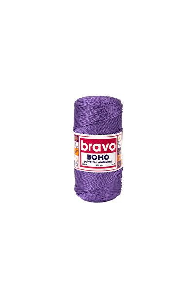 Bravo خيط مكرامية بوهيمي من البوليستر 1.5 مم 200 جرام 300 متر رقم: 3 (رمز اللون: 141) بنفسجي فاتح