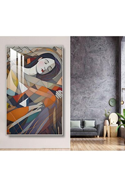 Marktna لوحة جدارية خشبية بتصميم امرآة مع برواز فضي و طبقة من الاكرليك الشفاف