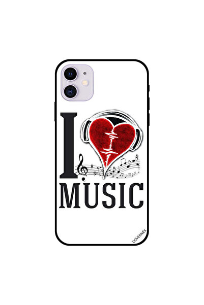 Covernex غطاء حماية لجهاز iPhone 11 - قلب أحمر - أحب الموسيقى