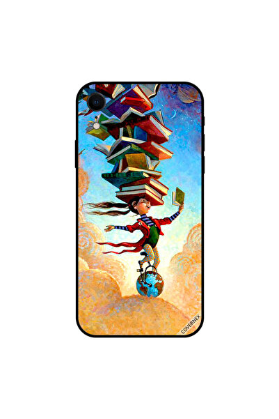 Covernex غطاء حماية لجهاز iPhone XR بنقشة فتاة على الكرة الأرضية مع كتب