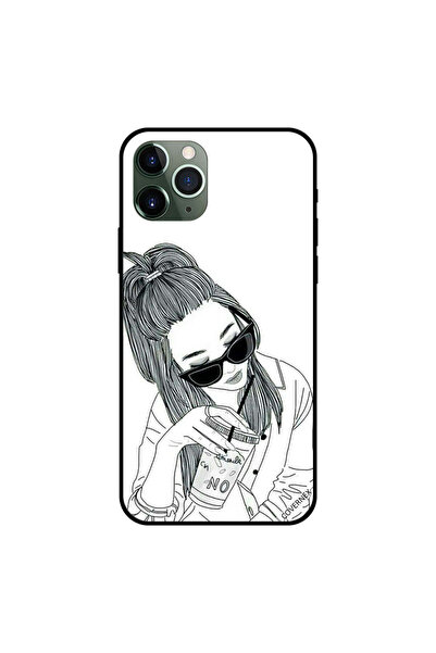 Covernex غطاء حماية لجهاز iPhone 11 Pro Max بتصميم فتاة تشرب بالأبيض والأسود