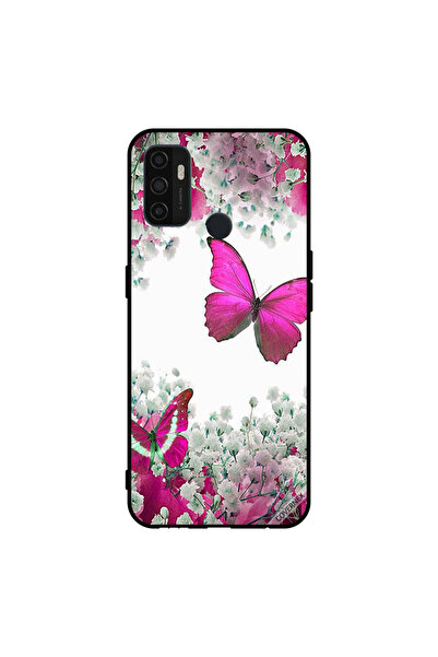Covernex غطاء حماية لهاتف Oppo A11s/A53 5G بتصميم فراشة وردية داكنة وزهور بيضاء