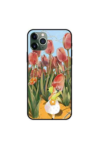 Covernex غطاء حماية لهاتف iPhone 11 Pro بطبعة فتاة وزهور التوليب