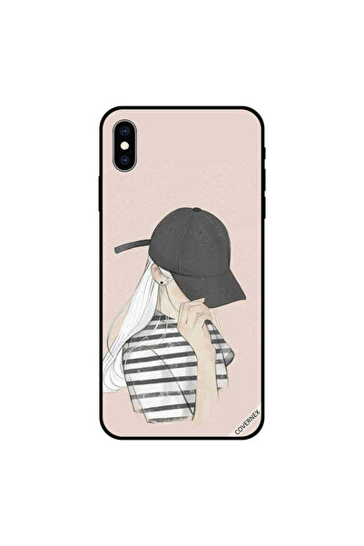 Covernex غطاء حماية لهاتف iPhone XS MAX بتصميم فتاة ترتدي قميصًا مخططًا باللو...