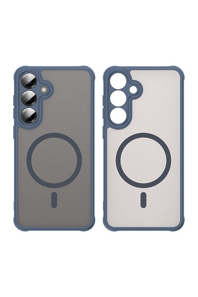 SKYDDAR INNOVATION Husă pentru Samsung Galaxy S25 Plus, HaloFrost MagSafe II, antișoc, set de autocolante, albastru marin