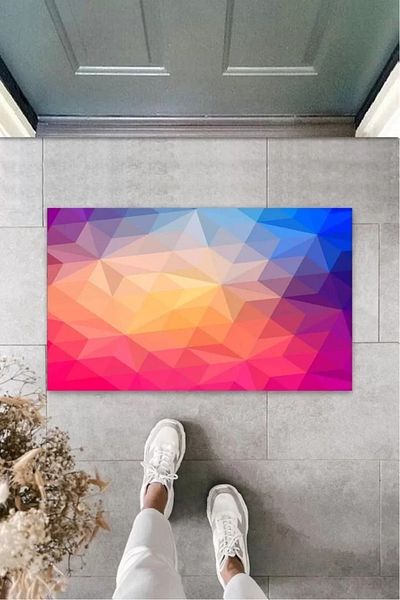 Home Pink-Blue Door Mat Star Pattern K-3215