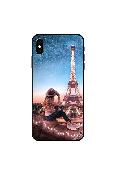 Covernex غطاء حماية لجهاز iPhone XS بني بطبعة فتاة القبعة وبرج إيفيل