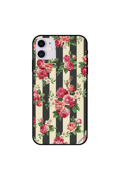 Covernex غطاء حماية لجهاز iPhone 11 بنقشة زهور على خطوط سوداء وبيضاء
