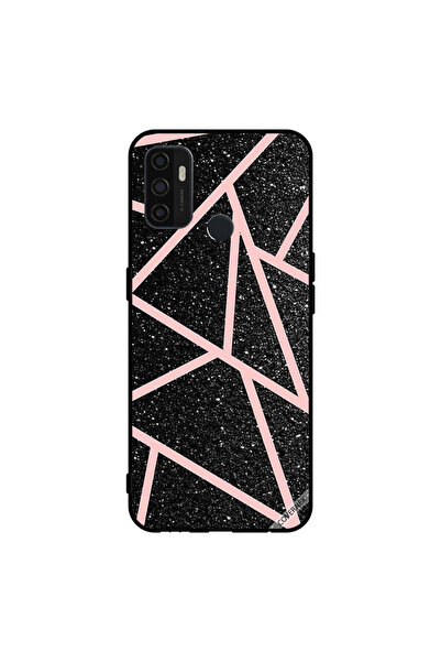 Covernex غطاء حماية لهاتف Oppo A11s/A53 5G أسود لامع بنقشة مسارات وردية فاتحة