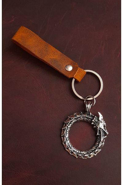 BSN Store Self-Eating Snake Figure Keychain Premium Handmade Real Leather Keychain