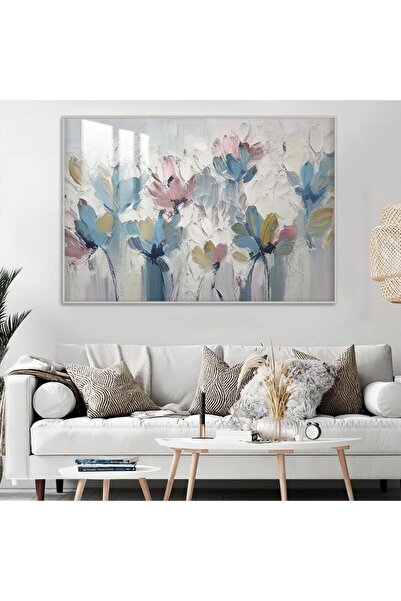 4gdran لوحة جدارية خشبية فاخرة بتصميم ورد مع برواز فضي و طبقة من الاكرليك الشفاف