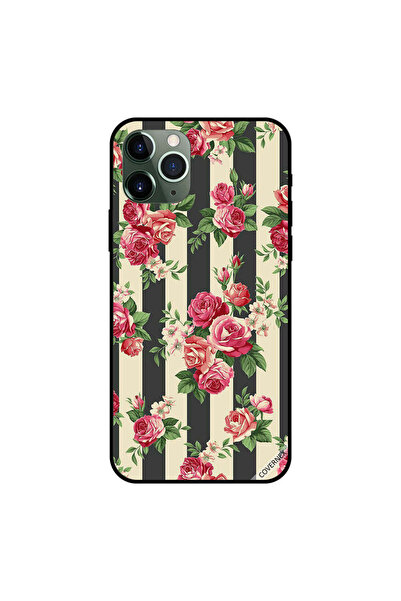Covernex غطاء حماية لجهاز iPhone 11 Pro Max مزين بزهور على خطوط سوداء وبيضاء