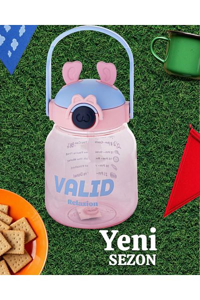 Relaxion Gift, Imported Luxury Eared Pink Flask/Water Bottle 1100 ml (446)