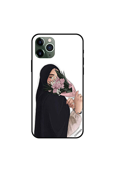 Covernex غطاء حماية لجهاز iPhone 11 Pro بتصميم فتاة تخفي وجهها مع زهور الخوخ
