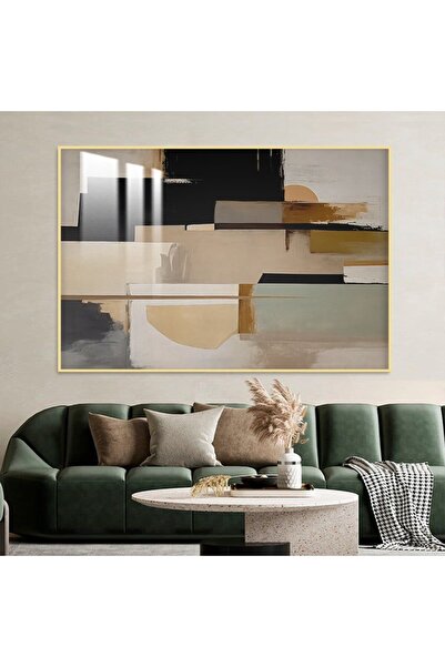 SND لوحة جدارية خشبية فاخرة بتصميم الفن التشكيلي مع برواز ذهبي و طبقة من الاكرليك الشفاف