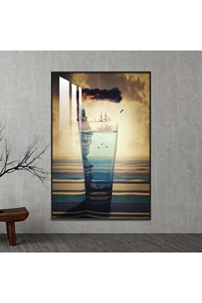 SND لوحة جدارية خشبية فاخرة مع برواز ذهبي و طبقة من الاكرليك الشفاف