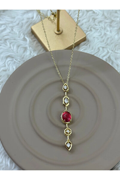 deva takı Y Drop Stone Steel Necklace