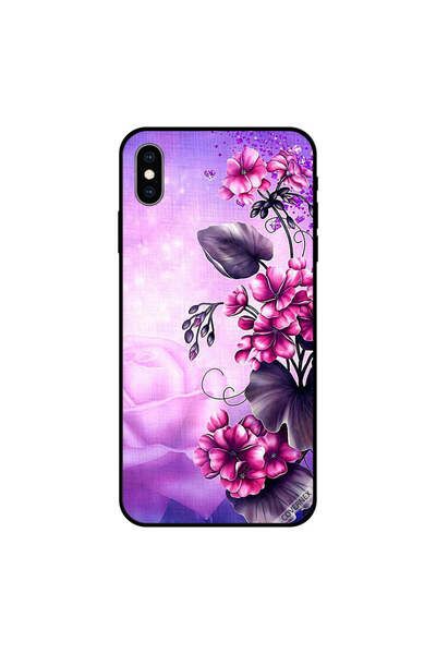Covernex غطاء حماية لجهاز iPhone XS MAX بنقشة زهور وردية وأوراق بنفسجية