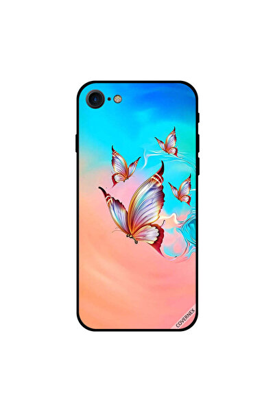 Covernex غطاء حماية لجهاز iPhone 8 بنقشة فراشات تحلق فوق لون الطلاء