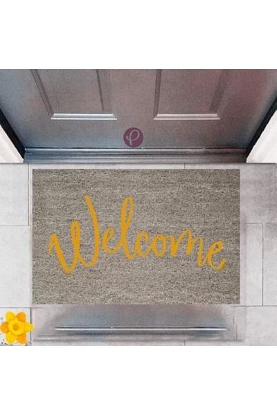 Mu Art Ahşap Door Mat Decorative Digital Printing Welcome P-2358