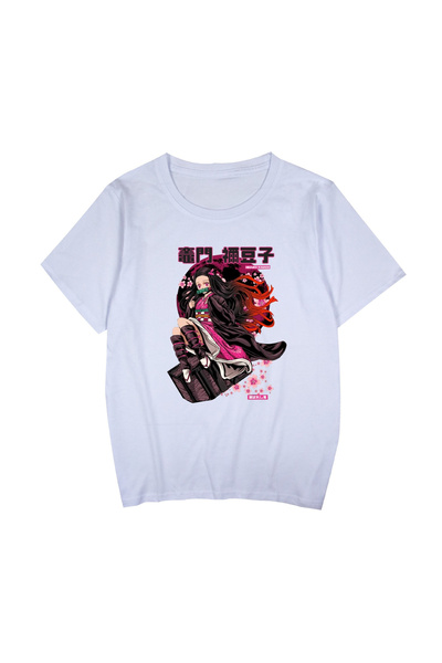 Flood Of Style تي شيرت رجالي منقوش برسومات الرسوم المتحركة كامادو نيزوكو قاتل...