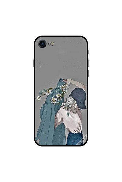 Covernex غطاء حماية لهاتف iPhone 8 بغطاء فتاة ترتدي معطفًا مزهرًا