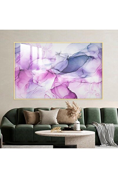 Marktna لوحة جدارية خشبية فاخرة بتصميم الفن التجريدي مع برواز ذهبي و طبقة من الاكرليك الشفاف