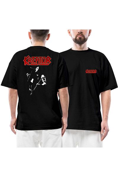 Z zepplin Kreator Devil insade Μπροστινό πίσω εμπριμέ λευκό μπλουζάκι μεγάλου μεγέθους