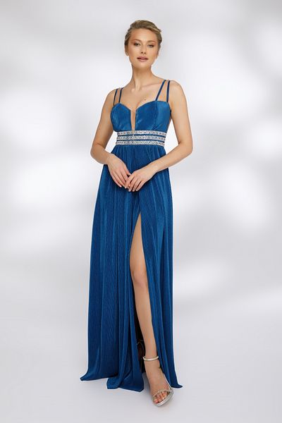 Atmosphere Fashion Rochie lungă elegantă din crep albastru