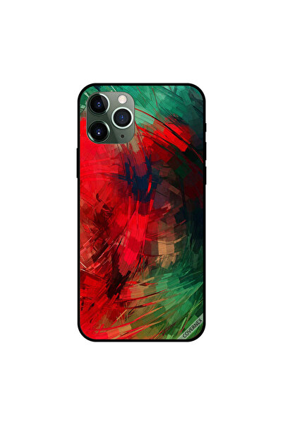 Covernex غطاء حماية لجهاز iPhone 11 Pro Max باللونين الأحمر والأخضر بخطوط ريشية