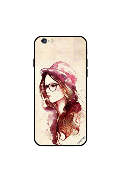 Covernex غطاء حماية لهاتف iPhone 6s Plus بتصميم فتاة لطيفة ترتدي قبعة وزجاج