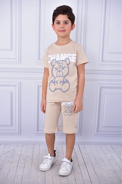 ruhaay Unisex Change Printed Children's Short-Sleeved Summer Shorts with Elastic Waist and Pockets Bottom Top Suit