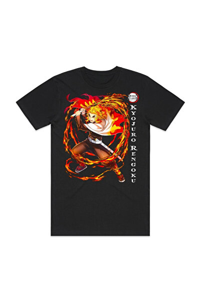 Flood Of Style تي شيرت رجالي منقوش بتصميم الرسوم المتحركة للجنسين Rengoku Kyo...