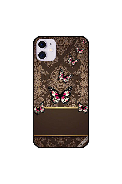 Covernex غطاء حماية لجهاز iPhone 11 مصنوع من القماش البني المزهر والفراشات