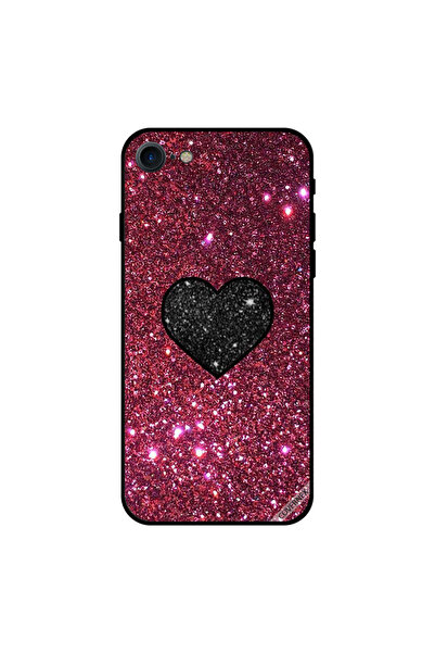 Covernex غطاء حماية لجهاز iPhone 8 بتصميم قلب أسود مع لمعان أحمر