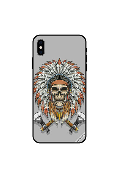 Covernex غطاء حماية لجهاز iPhone XS MAX بتصميم جمجمة ريشية بنية