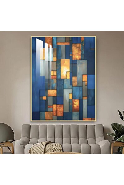 SND لوحة جدارية خشبية بتصميم الفن التجريدي مع برواز ذهبي و طبقة من الاكرليك ا...