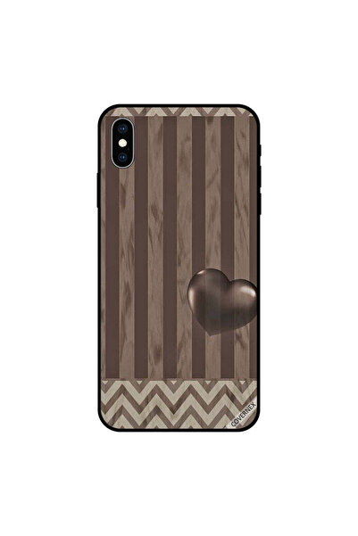 Covernex غطاء حماية لجهاز iPhone XS MAX بنقشة قلوب وخطوط بنية