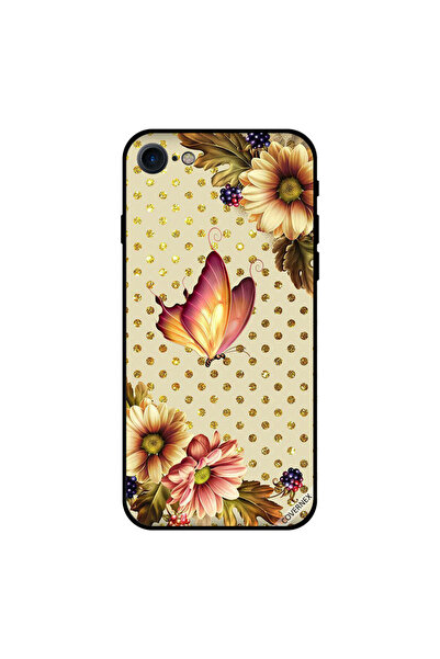 Covernex غطاء حماية لجهاز iPhone 8 بتصميم فراشة وزهرة لطيفة ونقاط ذهبية BG