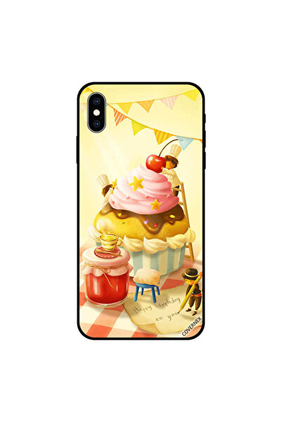 Covernex غطاء حماية لجهاز iPhone XS بتصميم فن كب كيك عيد الميلاد