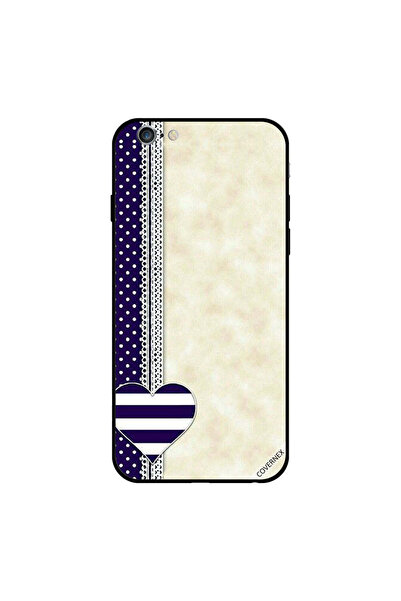 Covernex غطاء حماية لجهاز iPhone 6s Plus بخطوط بيضاء وزرقاء على شكل قلب