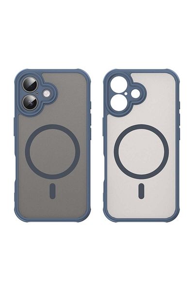 SKYDDAR INNOVATION Husă pentru iPhone 16 Plus, HaloFrost MagSafe II, antișoc, set de autocolante, albastru marin