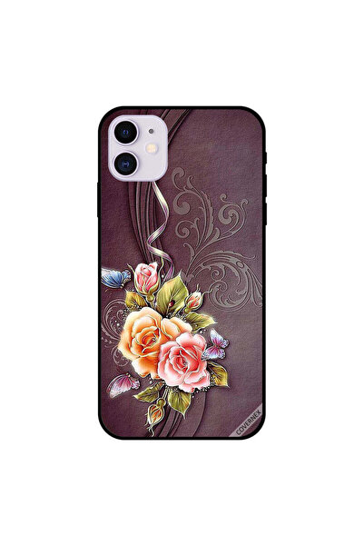 Covernex غطاء حماية لجهاز iPhone 11 بنقشة زهور وفراشات من القماش البني