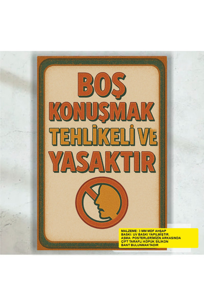 Hayat Poster boş konuşmak tehlikeli ve yasaktır komik esprili atarlı sözler d...
