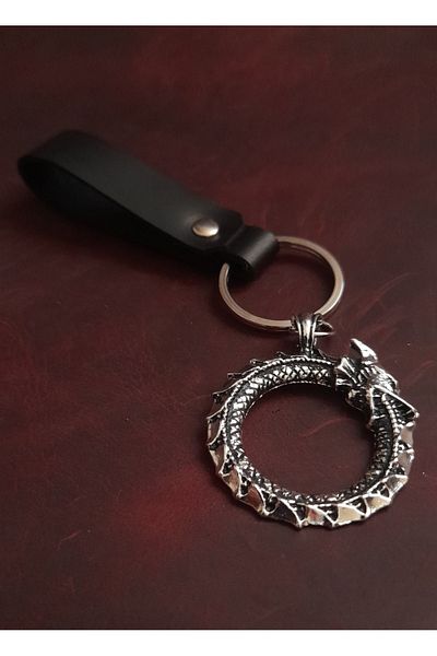 BSN Store Self-Eating Snake Figure Keychain Premium Handmade Real Leather Keychain