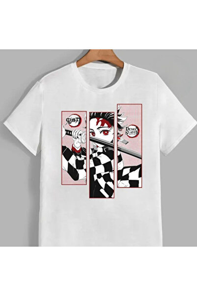 Flood Of Style تي شيرت رجالي منقوش برسومات الرسوم المتحركة كامادو تانجيرو قات...