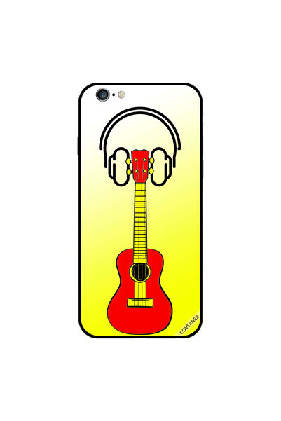 Covernex غطاء حماية لجهاز iPhone 6s Plus بتصميم جيتار أحمر وأصفر مع سماعة رأس